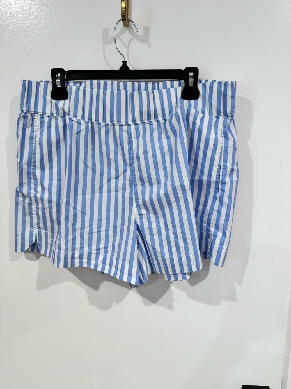 AYR Blue and White Striped High-Waist Shorts
